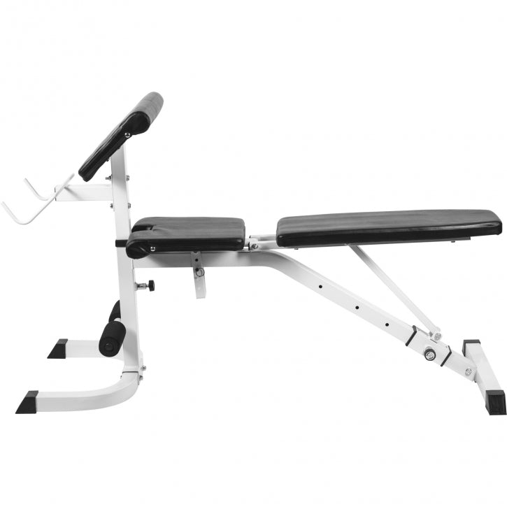 Säädettävä Vinopenkki Hauispenkillä 153cmx55cmx55-190cm Max. 280kg Valkoinen