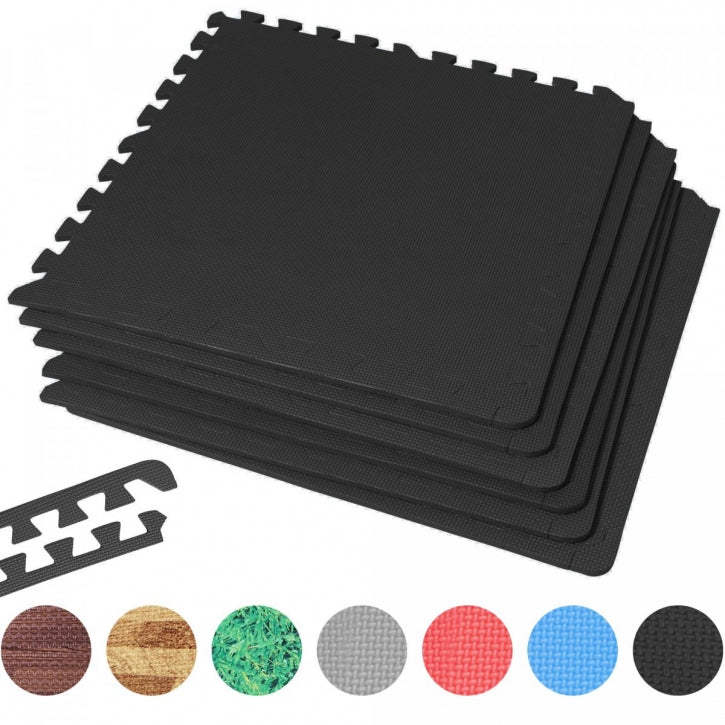 Suojamatto / Palamatto, 6 Palaa + 12 Reunapalaa 60x60x1,2cm EVA-Vaahtomuovi Musta