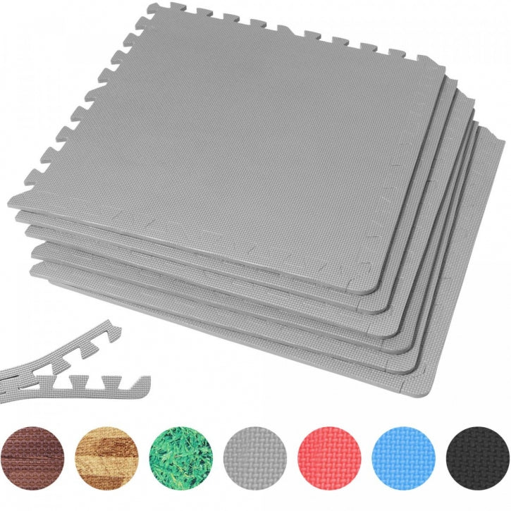 Suojamatto / Palamatto, 6 Palaa + 12 Reunapalaa 60x60x1,2cm EVA-Vaahtomuovi Harmaa