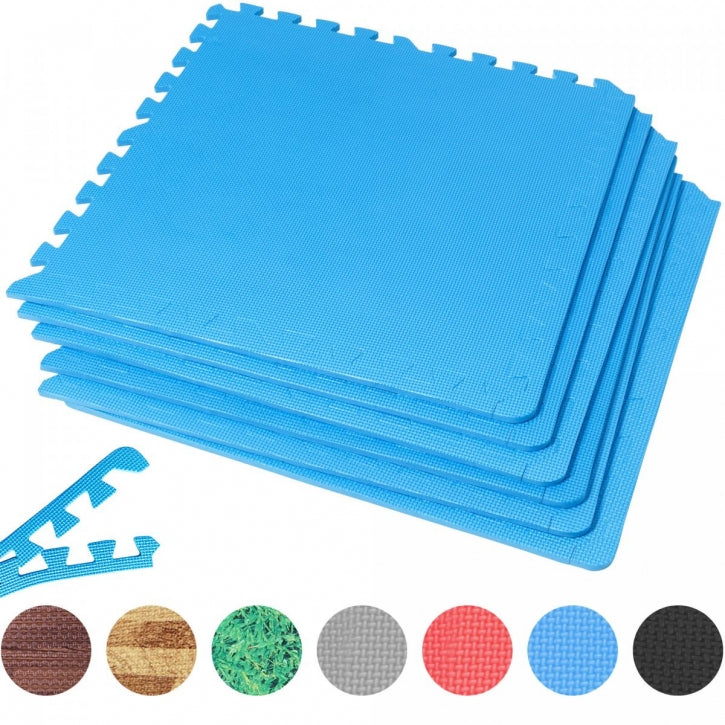 Suojamatto / Palamatto, 6 Palaa + 12 Reunapalaa 60x60x1,2cm EVA-Vaahtomuovi Sininen