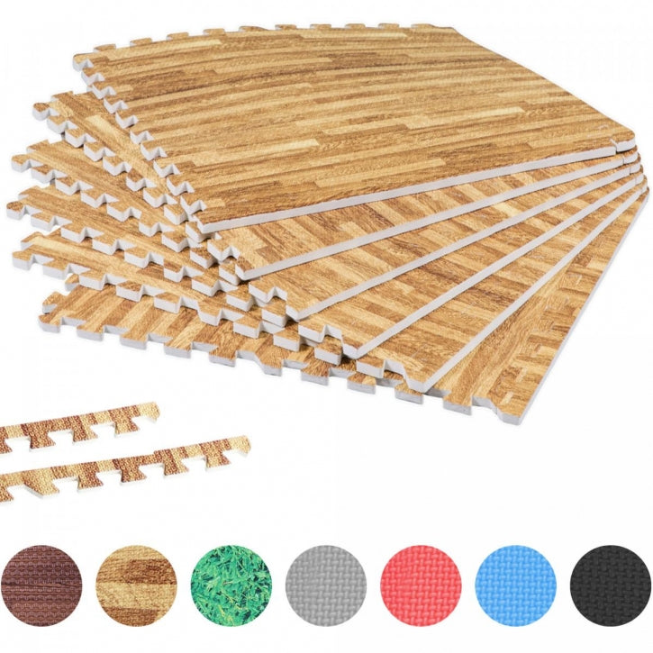 Suojamatto / Palamatto, 6 Palaa + 12 Reunapalaa 60x60x1,2cm EVA-Vaahtomuovi Puukuosi