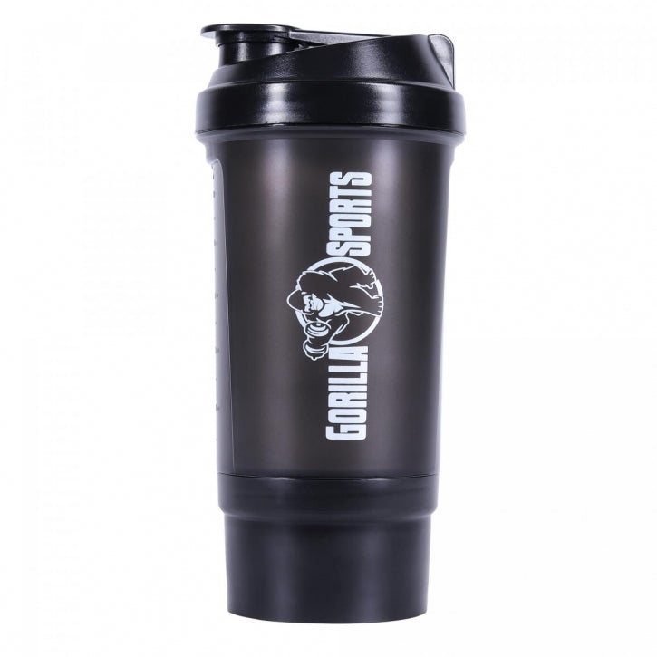 Gorilla Sports Shaker Lokerolla 500ml, 20.5x10cm, 100% BPA/DEHP-vapaa, Musta/Punainen