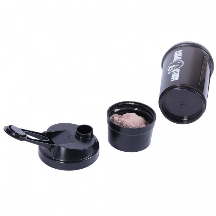 Gorilla Sports Shaker Lokerolla 500ml, 20.5x10cm, 100% BPA/DEHP-vapaa, Musta/Punainen