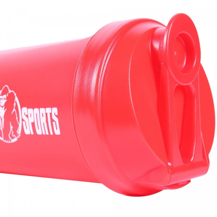 Gorilla Sports Shaker Lokerolla 500ml, 20.5x10cm, 100% BPA/DEHP-vapaa, Musta/Punainen