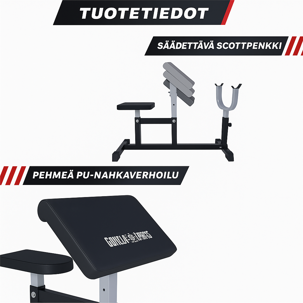 Scott Penkki / Hauispenkki Säädettävä 96x65x83-103cm Musta