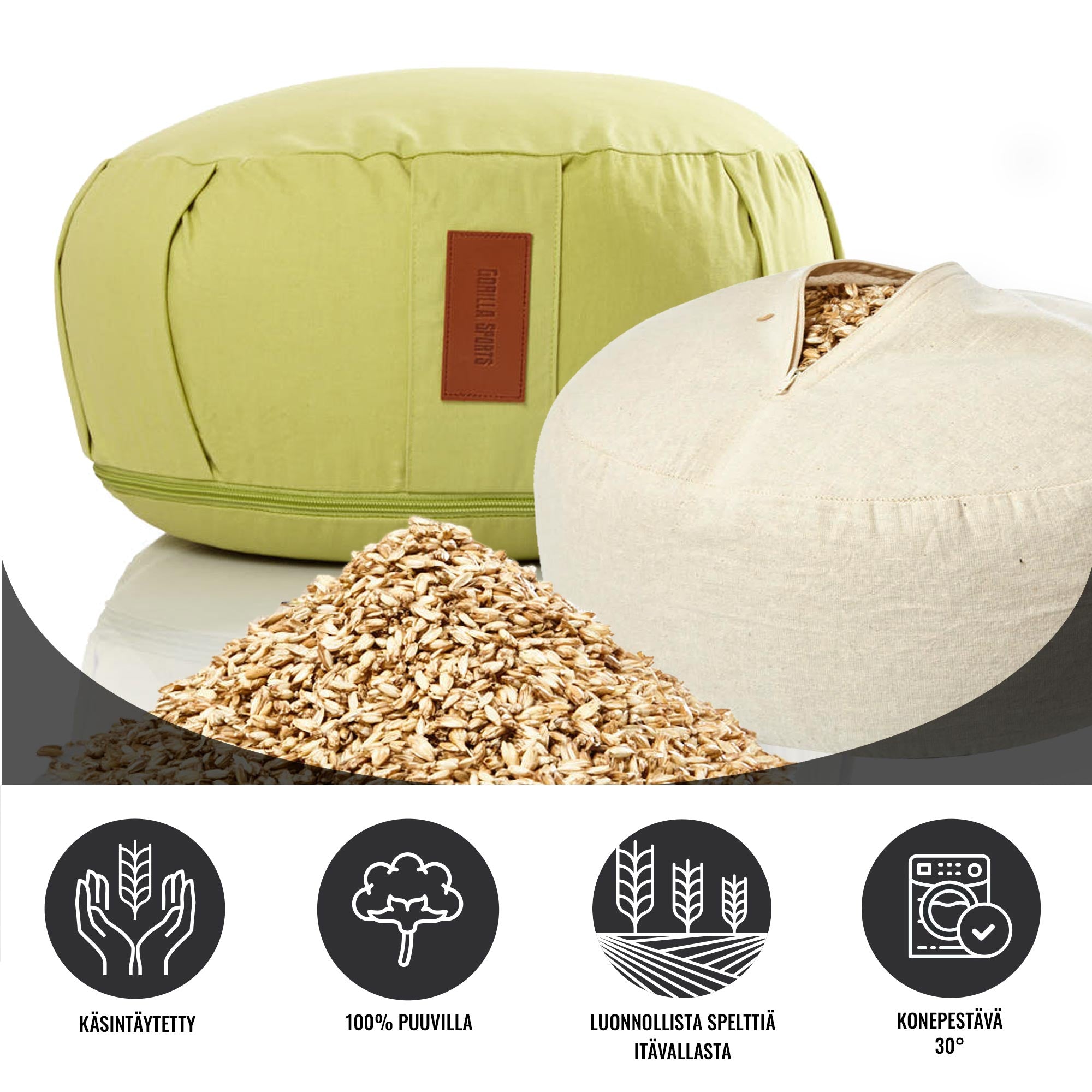 Joogatyyny, Puuvilla, Keltainen, 34x18cm