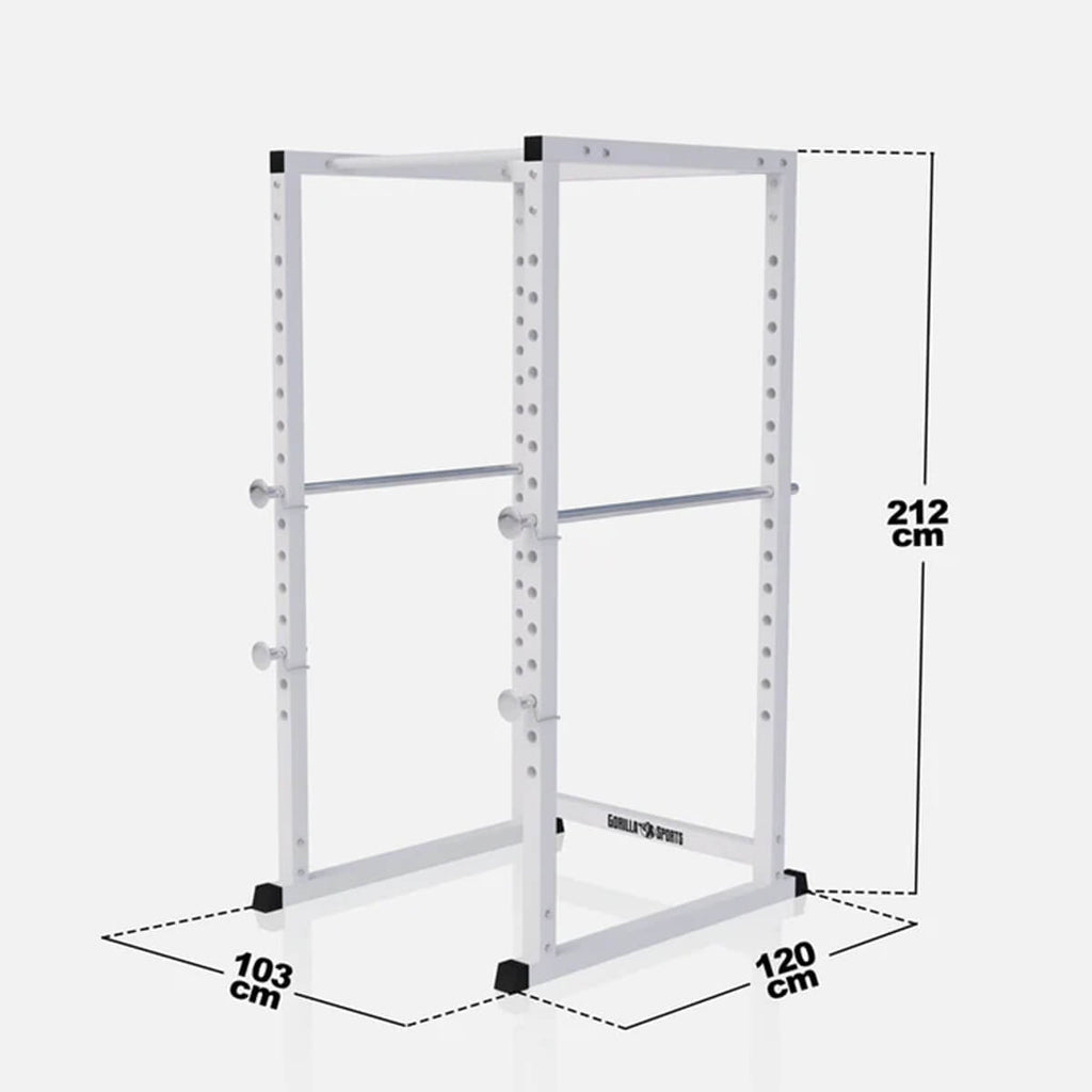 Power Rack -kyykkyhäkki turvaraudoilla ja leuanvetotangolla