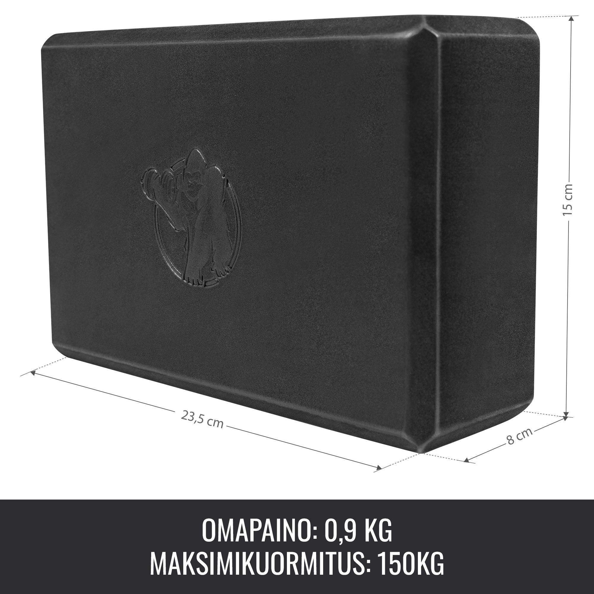 Yoga Block, Joogapalikka, 23,5x15x8cm, Musta