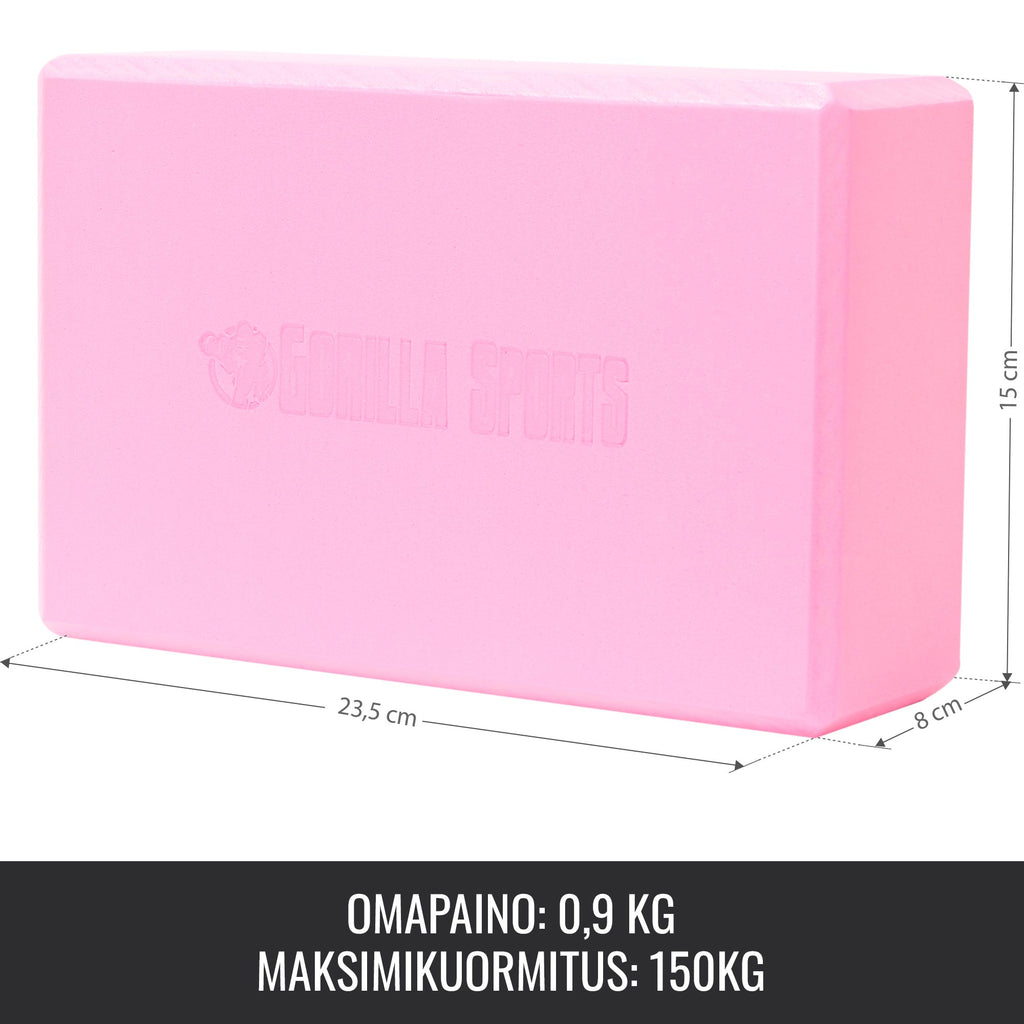 Yoga Block, Joogapalikka, 23,5x15x8cm, Pinkki